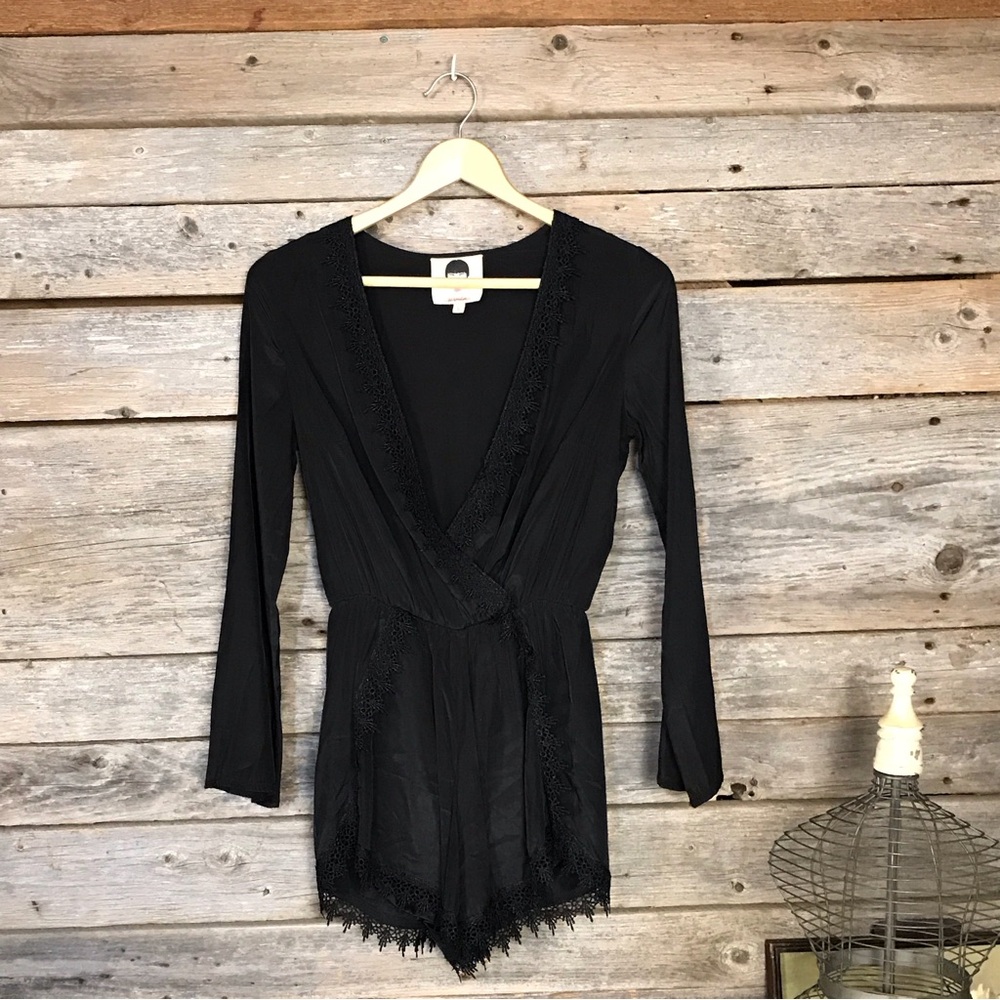 Black Girl Revolution Romper with Lace Trim Size Small